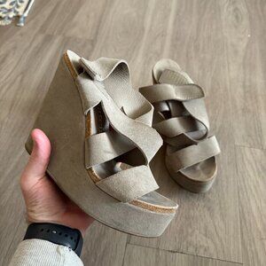 Pedro Garcia Wedge Sandals Size 38 Color Grey
